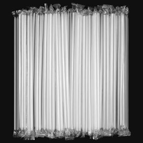 [Individually Wrapped] 100 Pcs Black Disposable Jumbo Smoothie Straws, Wide-mouthed Milkshakes Plastic Drinking Straws, (8.27" Long and 0.43" Diameter) BPA FREE