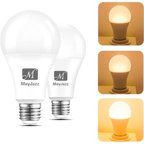3-Way Led Light Bulbs 30 70 100 Watt Equivalent, 3000K Warm White, A19 E26 LED Bulbs, Omni-Directional, Perfect for Reading, 15 Watt Energy Efficient Bulb, 2 Pack