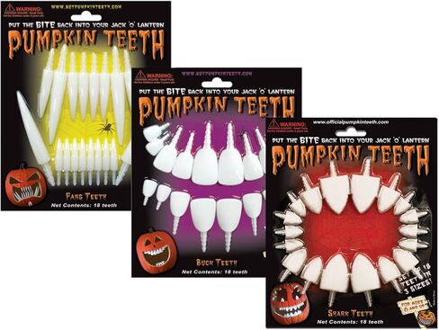 Halloween Pumpkin Carving Kit - Pumpkin Teeth for your Jack O' Lantern (White - 18 Fang, 18 Shark, 18 Buck) in Saudi Arabia