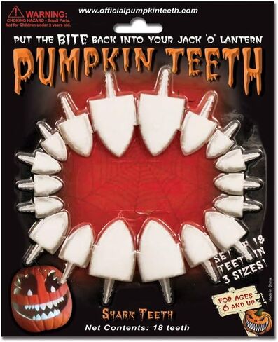 Halloween Pumpkin Carving Kit - Pumpkin Teeth for your Jack O' Lantern (White - 18 Fang, 18 Shark, 18 Buck) in Saudi Arabia