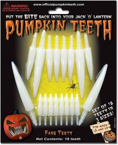 Halloween Pumpkin Carving Kit - Pumpkin Teeth for your Jack O' Lantern (White - 18 Fang, 18 Shark, 18 Buck) in Saudi Arabia