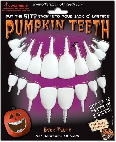 Halloween Pumpkin Carving Kit - Pumpkin Teeth for your Jack O' Lantern (White - 18 Fang, 18 Shark, 18 Buck) in Saudi Arabia