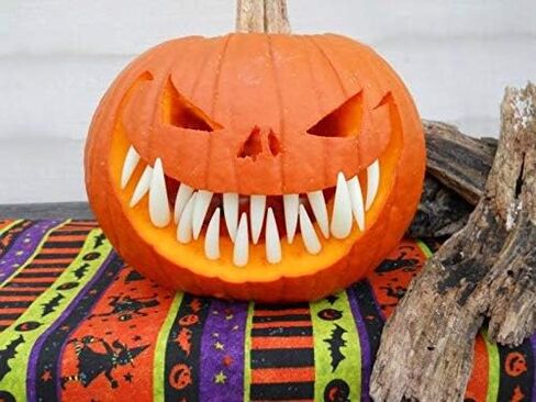 Halloween Pumpkin Carving Kit - Pumpkin Teeth for your Jack O' Lantern (White - 18 Fang, 18 Shark, 18 Buck) in Saudi Arabia
