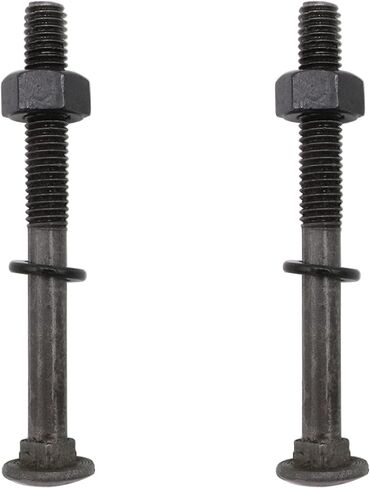 LBY 5 مجموعات 3/8-16 × 4 بوصة براغي نقل ذات رأس دائري ورقبة مربعة وصواميل سداسية وغسالات مسطحة، 45# فولاذ، أسود in Kuwait