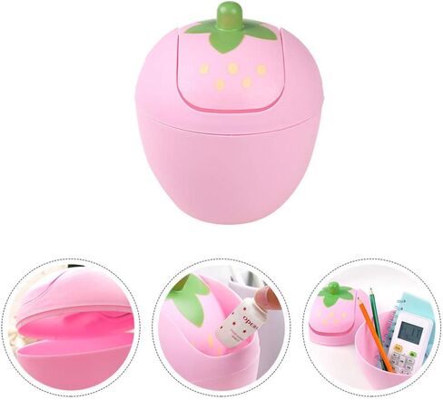 صندوق نفايات صغير من نوبيست مع غطاء متأرجح لطيف الفراولة الصغيرة حاوية حاوية نفايات للمنزل المطبخ الحمام المكتب الوردي in Kuwait