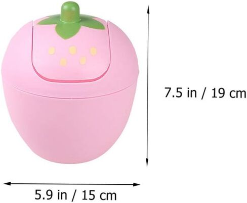 صندوق نفايات صغير من نوبيست مع غطاء متأرجح لطيف الفراولة الصغيرة حاوية حاوية نفايات للمنزل المطبخ الحمام المكتب الوردي in Kuwait