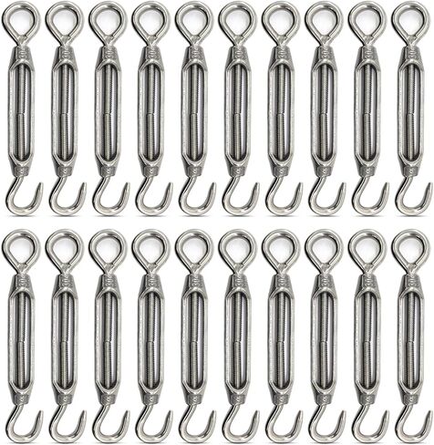 Guanlotion 20 حزمة M4 هوك وعين وصلة ربط المقطورة 304 الفولاذ المقاوم للصدأ الثقيلة لشد سلك كابل حبل سلسلة ضوء حبل الغسيل الصورة in Kuwait