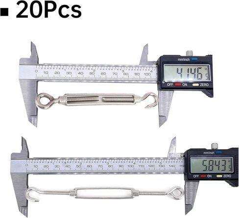 Guanlotion 20 حزمة M4 هوك وعين وصلة ربط المقطورة 304 الفولاذ المقاوم للصدأ الثقيلة لشد سلك كابل حبل سلسلة ضوء حبل الغسيل الصورة in Kuwait