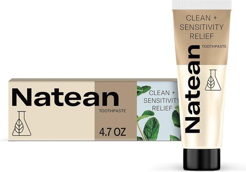 Natean Clean + Sensitivity Relief Toothpaste for Sensitive Teeth and Cavity Prevention - 4.7 Oz Tube, Citrus Orange Spearmint in Kuwait