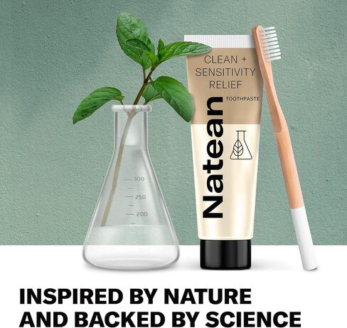 Natean Clean + Sensitivity Relief Toothpaste for Sensitive Teeth and Cavity Prevention - 4.7 Oz Tube, Citrus Orange Spearmint in Kuwait
