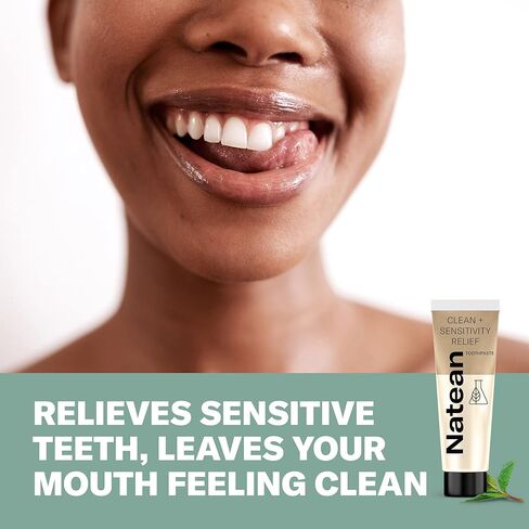 Natean Clean + Sensitivity Relief Toothpaste for Sensitive Teeth and Cavity Prevention - 4.7 Oz Tube, Citrus Orange Spearmint in Kuwait