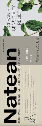 Natean Clean + Sensitivity Relief Toothpaste for Sensitive Teeth and Cavity Prevention - 4.7 Oz Tube, Citrus Orange Spearmint in Kuwait