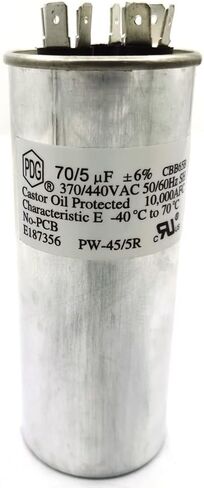 CBB65 70+5 فائق التوهج 70/5MFD ±6% 370 فولت/440 فولت 50/60 هرتز متوافق مع مكيف الهواء ذو ​​المضخة الحرارية أو الباردة المكثف in Kuwait