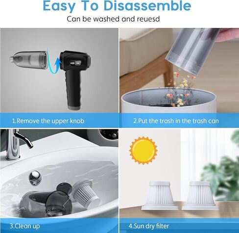 مكنسة كهربائية للسيارة من اوريكا، لاسلكية، 3 تروس، مكنسة كهربائية محمولة باليد ومنفضة هواء، قوة شفط 12000 باسكال، مكنسة كهربائية للاستخدام الرطب/الجاف مع فوهات متعددة وفرشاة أرضية للمركبة/المنزل/المكتب in Kuwait