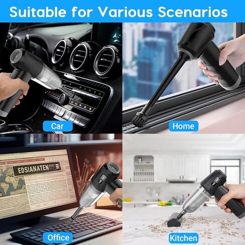 مكنسة كهربائية للسيارة من اوريكا، لاسلكية، 3 تروس، مكنسة كهربائية محمولة باليد ومنفضة هواء، قوة شفط 12000 باسكال، مكنسة كهربائية للاستخدام الرطب/الجاف مع فوهات متعددة وفرشاة أرضية للمركبة/المنزل/المكتب in Kuwait