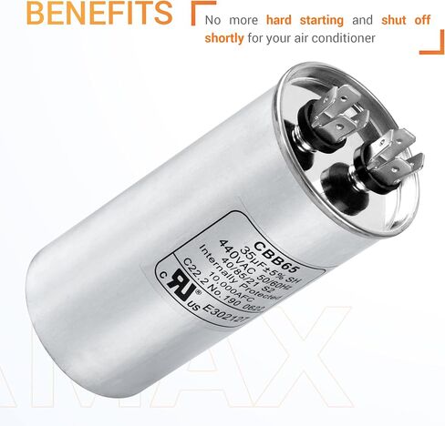 Canamax Premium 35 MFD uf ± 5% MFD 370 V VAC أو 440 فولت محرك متعدد الأغراض يعمل بمكثف دائري - متوافق مع مكيف الهواء أو مكثف المضخة الحرارية in Kuwait