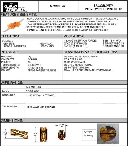20PK Spliceline Orange in-Line Push-in Butt Splices in Saudi Arabia