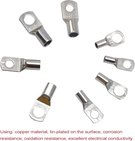 Yosawa 100 قطعة من عروات الأسلاك النحاسية المعلبة شديدة التحمل SC موصلات طرفية حلقية كابل البطارية مع مجموعة متنوعة من الأنابيب المنكمشة بالحرارة in Kuwait