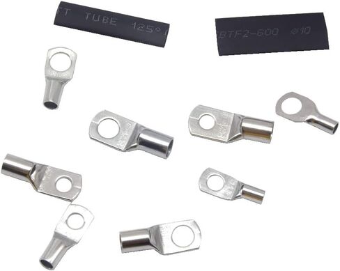 Yosawa 100 قطعة من عروات الأسلاك النحاسية المعلبة شديدة التحمل SC موصلات طرفية حلقية كابل البطارية مع مجموعة متنوعة من الأنابيب المنكمشة بالحرارة in Kuwait