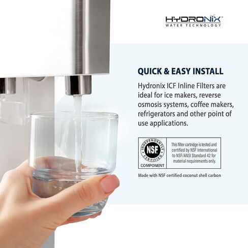 Hydronix ICF-10 Inline Post Activated Carbon Water Filter Replacement Cartridge with 1/4-Inch NPT for Refrigerator, Ice Maker, RO Reverse Osmosis System, 2000 Gallons - 1 Year Capacity (3 Pack) in Saudi Arabia