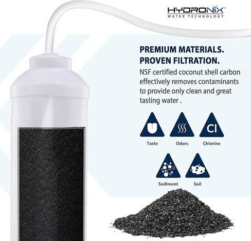 Hydronix ICF-10 Inline Post Activated Carbon Water Filter Replacement Cartridge with 1/4-Inch NPT for Refrigerator, Ice Maker, RO Reverse Osmosis System, 2000 Gallons - 1 Year Capacity (3 Pack) in Saudi Arabia