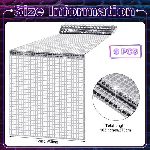 Tudomro 6 قطع 12 × 108 بوصة ديسكو الجدول عداء بريق ديسكو حزب الجدول عداء مرآة احباط الجدول عداء 70s ديسكو حزب غطاء الطاولة 70s عيد ميلاد لوازم حفلة الرقص 70s ديسكو موضوع الحزب in Saudi Arabia