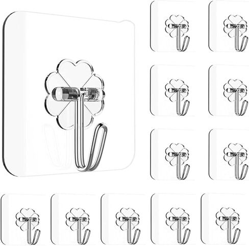 12 قطعة من خطافات حامل ماكينة الحلاقة ذاتية اللصق من WDLYYN، خطافات توصيل للجدار، خطاف دش شفاف لمنظم مطبخ الحمام (شفاف) in Kuwait