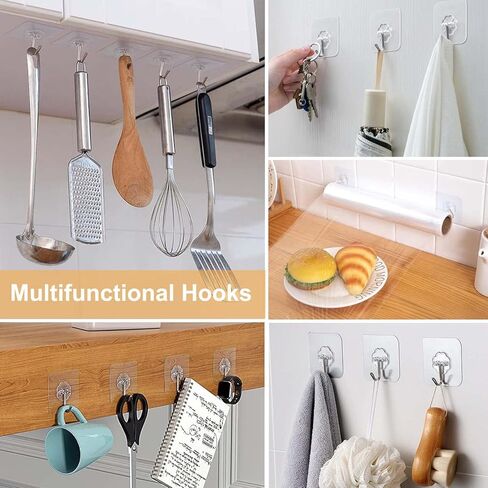 12 قطعة من خطافات حامل ماكينة الحلاقة ذاتية اللصق من WDLYYN، خطافات توصيل للجدار، خطاف دش شفاف لمنظم مطبخ الحمام (شفاف) in Kuwait