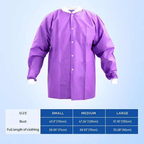 JMU Disposable Lab Jackets 10 Pack, SMS Disposable Medical Jackets for Men and Women, Knit Cuffs Collar, 3 Pockets in Saudi Arabia