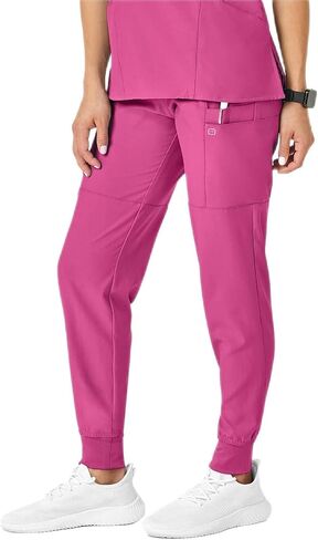 WonderWink W123 Women’s Comfort Waist Cargo Jogger Pant — Hot Pink, 1X Tall in Saudi Arabia