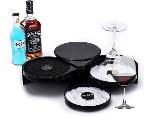 سكيهومو اداة بار زجاجية من 3 طبقات من ملحقات لوح السكر والملح والملح من 3 صواني من البلاستيك للكوكتيلات وماري الدامية والجيمليتس in Kuwait