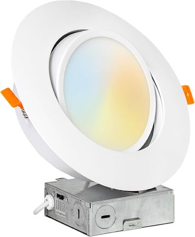 PROCURU [4 عبوات] مصباح LED محكم الغلق بقياس 6 بوصات 2700K-6000K لون يمكن اختياره، تدوير وتدوير مصباح سقف مجوف رفيع للغاية مع صندوق J، قابل للتعتيم، تصنيف IC (V6SL-GB-4P) in Kuwait