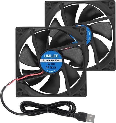 UMLIFE 2 Pack 92mm (92mm x 92mm x 25mm) 5V USB Fan for DIY Cooling Ventilation in Saudi Arabia