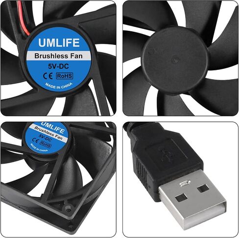 UMLIFE 2 Pack 92mm (92mm x 92mm x 25mm) 5V USB Fan for DIY Cooling Ventilation in Saudi Arabia