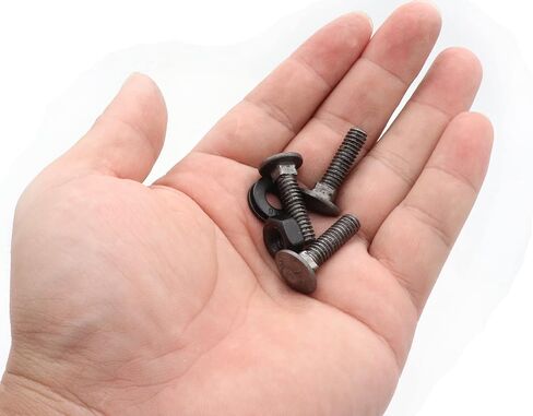 LBY 15 Sets 1/4-20 x 1" Carriage Bolts Screws Round Head Square Neck and Hex Nuts & Flat Washers, 45# Steel, Black in Saudi Arabia