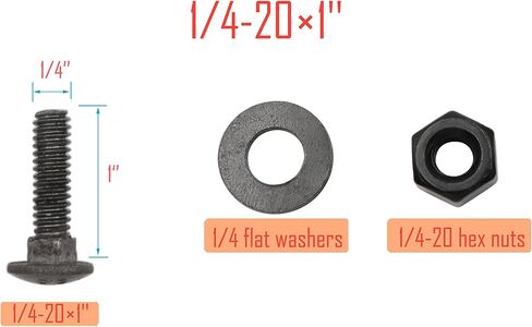 LBY 15 Sets 1/4-20 x 1" Carriage Bolts Screws Round Head Square Neck and Hex Nuts & Flat Washers, 45# Steel, Black in Saudi Arabia