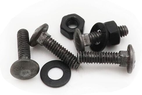 LBY 15 Sets 1/4-20 x 1" Carriage Bolts Screws Round Head Square Neck and Hex Nuts & Flat Washers, 45# Steel, Black in Saudi Arabia