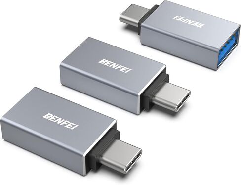 BENFEI 5 Pack USB C to USB 3.0 Adapter, USB C to A Male to Female Adapter Compatible with iPhone 15 Pro/Max, MacBook Pro/Air 2023, iPad Pro, iMac, S23, XPS 17, Surface Book 3 and More - Gray in Kuwait