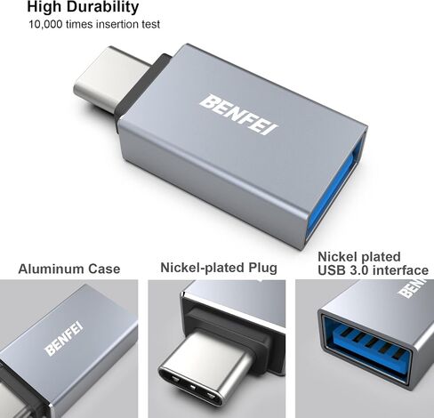 BENFEI 5 Pack USB C to USB 3.0 Adapter, USB C to A Male to Female Adapter Compatible with iPhone 15 Pro/Max, MacBook Pro/Air 2023, iPad Pro, iMac, S23, XPS 17, Surface Book 3 and More - Gray in Kuwait