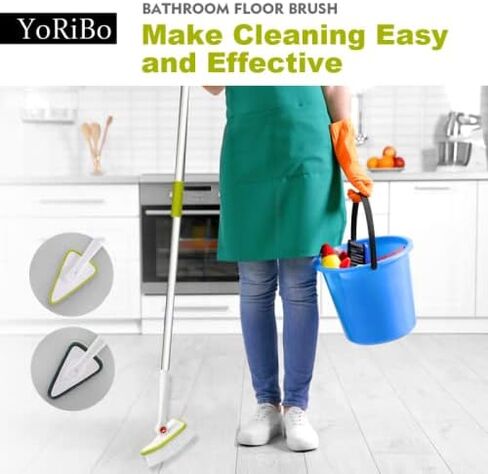 2 في 1 فرشاة تنظيف حوض الاستحمام وفرشاة تنظيف البلاط مع مقبض طويل خفيف الوزن قابل للتمدد بشعيرات صلبة قابلة للفصل لتنظيف حوض الاستحمام والحمام in Kuwait
