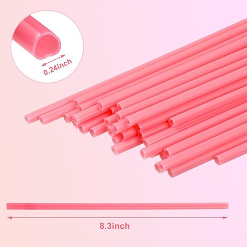 100 Pieces Valentine Straws Heart Shaped Pink Straws Plastic Disposable Cute Drinking Coffee Milk Straw Party Favors for Bridal Shower Wedding Supplies (100 Pieces) in Saudi Arabia