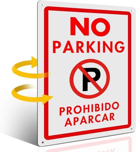 No Parking, MYSIBKER No Parking Sign with Symbol with Two English and Spanish Arrows Sign (aluminum, 35 * 25) in Saudi Arabia
