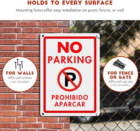 No Parking, MYSIBKER No Parking Sign with Symbol with Two English and Spanish Arrows Sign (aluminum, 35 * 25) in Saudi Arabia