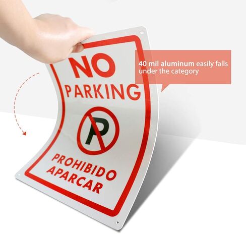 No Parking, MYSIBKER No Parking Sign with Symbol with Two English and Spanish Arrows Sign (aluminum, 35 * 25) in Saudi Arabia