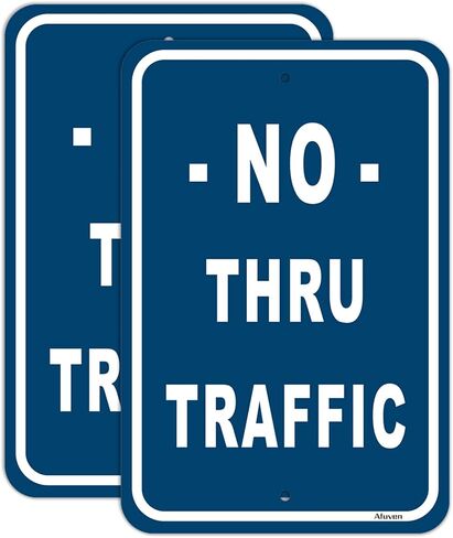 No Thru Traffic Signs 12" x18" Traffic Warning Signs Private Road Signs Private Driveway Signs Metal Reflective Rust Free Aluminum UV Protected Waterproof Easy Mounting Outdoor Use 2 Pack in Saudi Arabia
