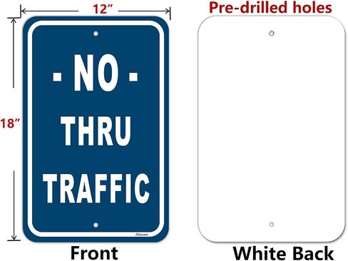 No Thru Traffic Signs 12" x18" Traffic Warning Signs Private Road Signs Private Driveway Signs Metal Reflective Rust Free Aluminum UV Protected Waterproof Easy Mounting Outdoor Use 2 Pack in Saudi Arabia