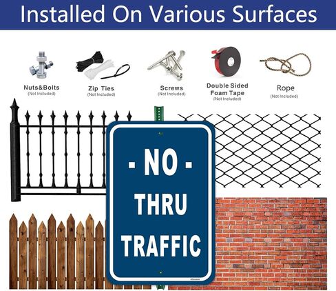 No Thru Traffic Signs 12" x18" Traffic Warning Signs Private Road Signs Private Driveway Signs Metal Reflective Rust Free Aluminum UV Protected Waterproof Easy Mounting Outdoor Use 2 Pack in Saudi Arabia