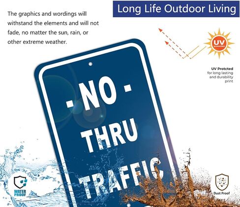 No Thru Traffic Signs 12" x18" Traffic Warning Signs Private Road Signs Private Driveway Signs Metal Reflective Rust Free Aluminum UV Protected Waterproof Easy Mounting Outdoor Use 2 Pack in Saudi Arabia