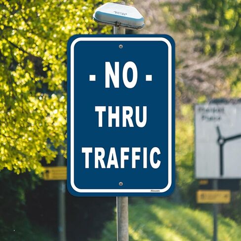 No Thru Traffic Signs 12" x18" Traffic Warning Signs Private Road Signs Private Driveway Signs Metal Reflective Rust Free Aluminum UV Protected Waterproof Easy Mounting Outdoor Use 2 Pack in Saudi Arabia