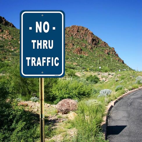 No Thru Traffic Signs 12" x18" Traffic Warning Signs Private Road Signs Private Driveway Signs Metal Reflective Rust Free Aluminum UV Protected Waterproof Easy Mounting Outdoor Use 2 Pack in Saudi Arabia
